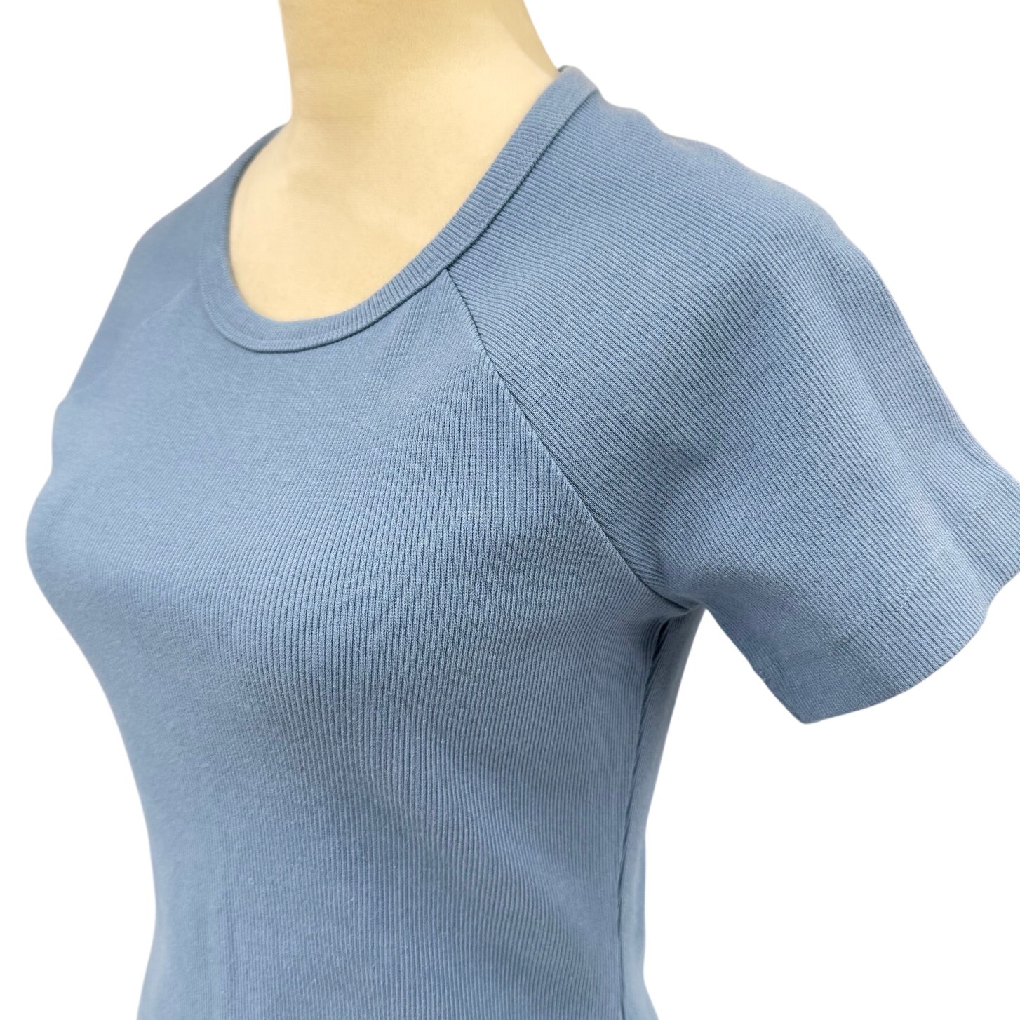 Upwest Nwt Blue Ribbed Compression Thick Knit Fitted T-Shirt Mini Dress — image 5 of 8